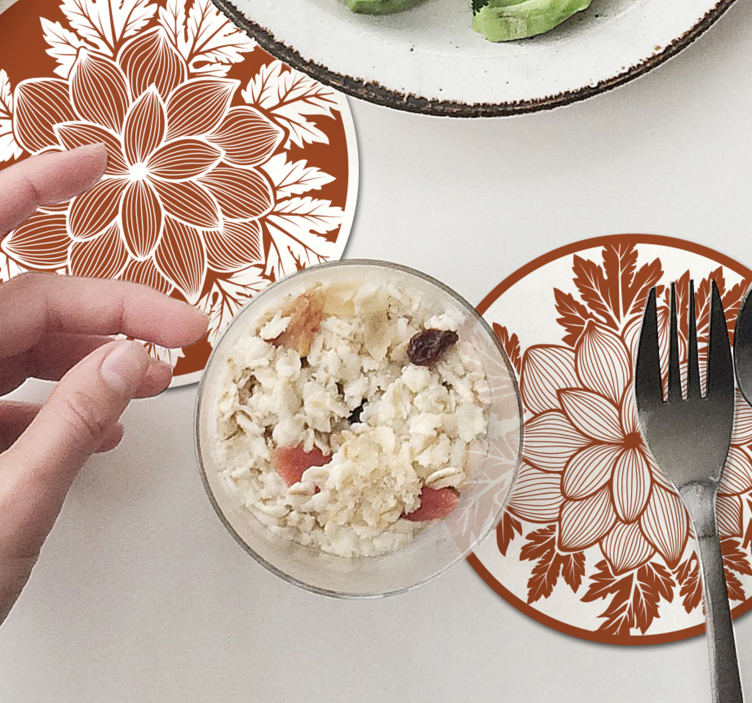 Glasunderlägg blommönster arrangement - Tenstickers