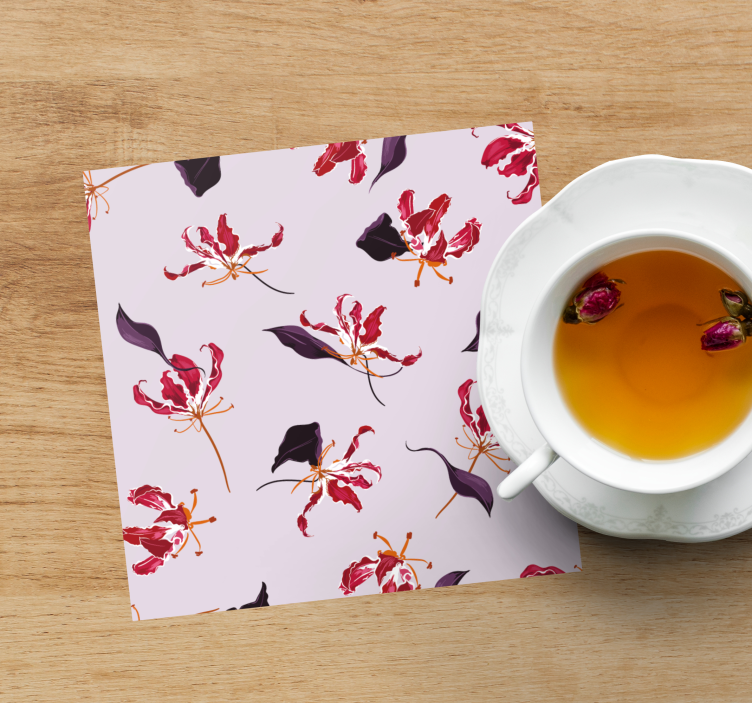 Glasunderlägg blomsterdesign elegans - Tenstickers