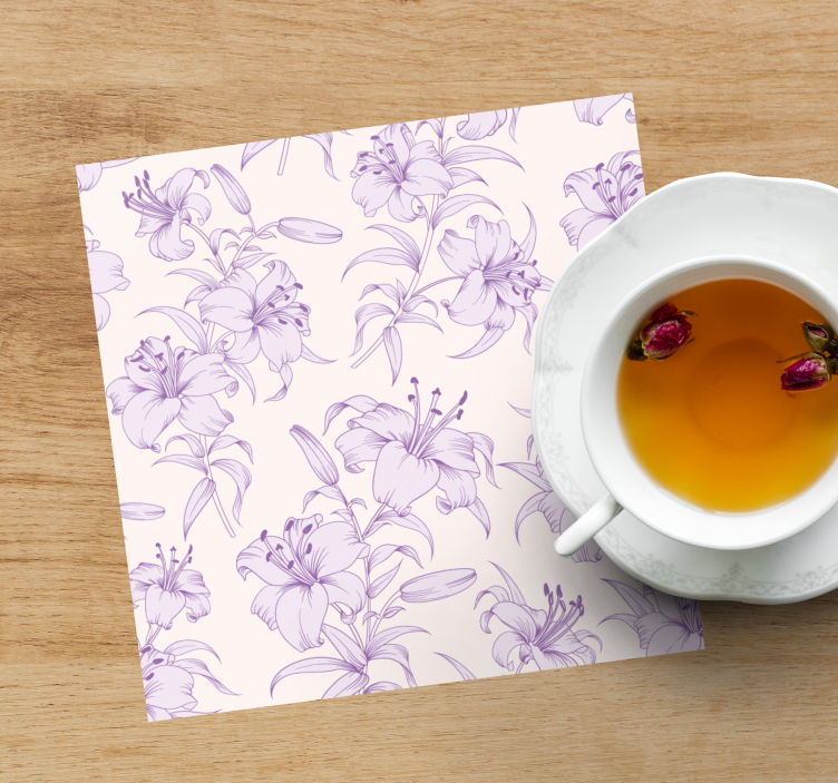 Glasunderlägg elegant liljemönster - Tenstickers