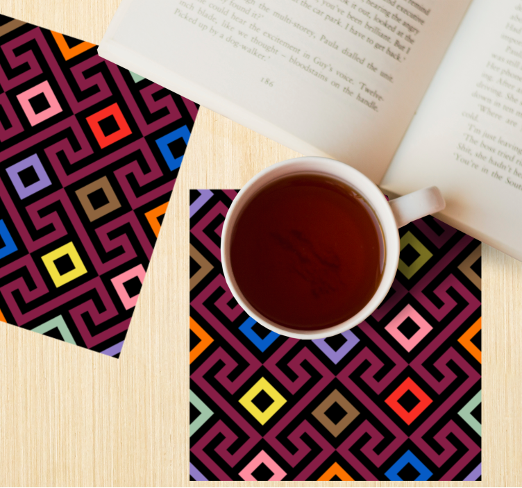 Glasunderlägg färgglad geometrisk mönster - Tenstickers