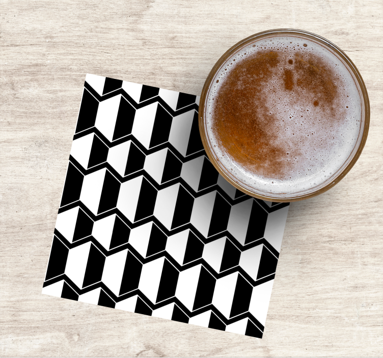 Glasunderlägg geometriskt svart och vitt mönster - Tenstickers