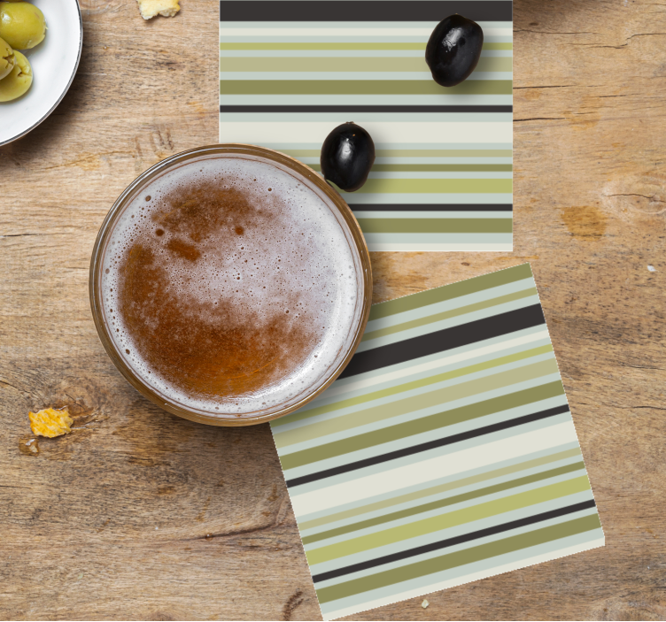 Glasunderlägg grön och svart randig mönster - Tenstickers