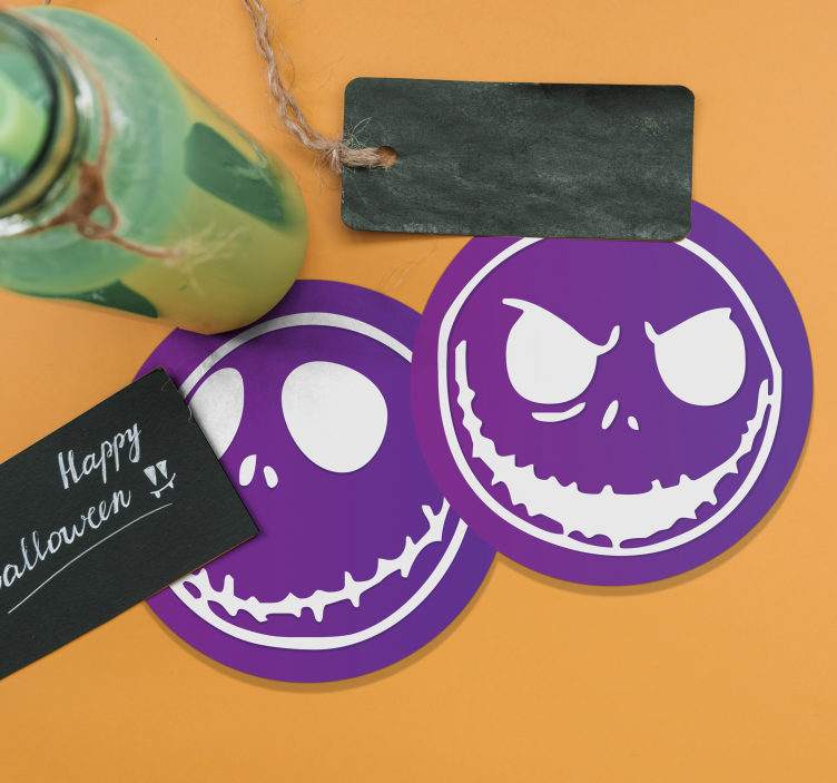 Glasunderlägg halloween döskalle ansikten - Tenstickers