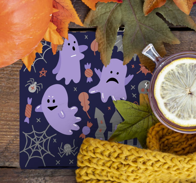 Glasunderlägg halloween med lekfulla spöken - Tenstickers