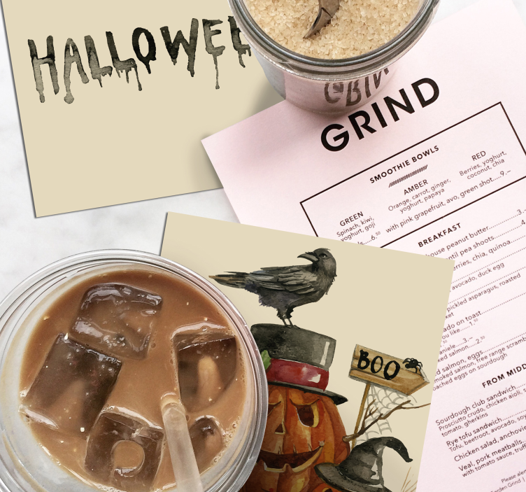 Glasunderlägg halloween pumpaskådespel - Tenstickers