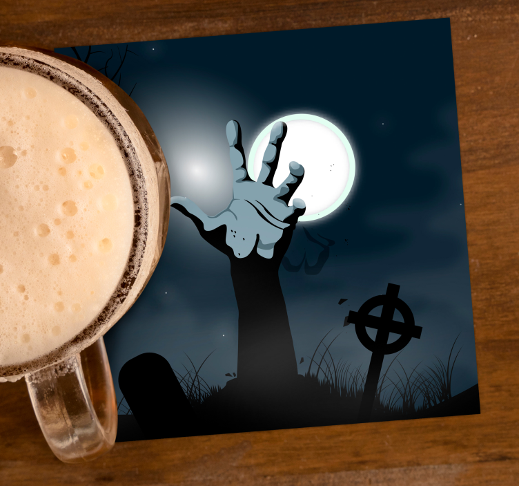 Glasunderlägg halloween spöklik gravhand - Tenstickers