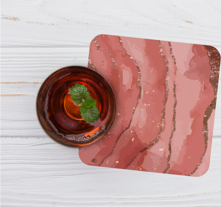 Glasunderlägg i abstrakt rosa marmorvirvlar - Tenstickers