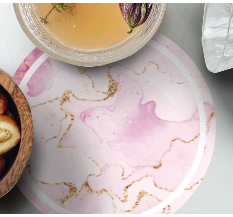 Glasunderlägg i mjuk marmor rosa design - Tenstickers