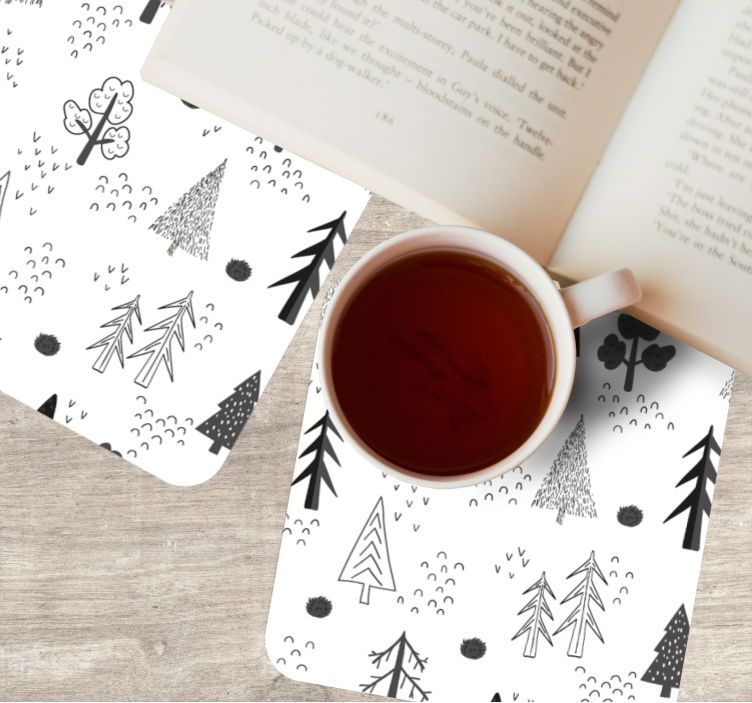 Glasunderlägg i naturlig linjekonst - Tenstickers