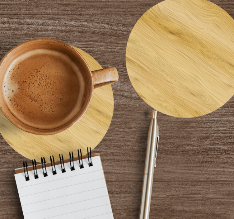 Glasunderlägg i naturligt trä cirkulär yta - Tenstickers