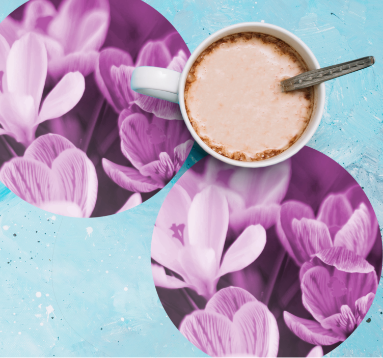 Glasunderlägg livfullt blomsterelement - Tenstickers