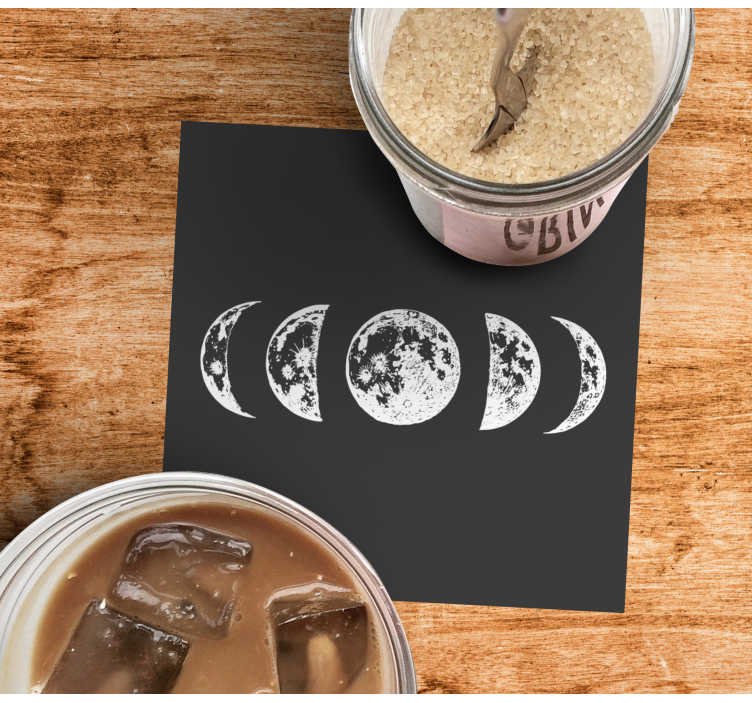 Glasunderlägg lunar faser illustration - Tenstickers