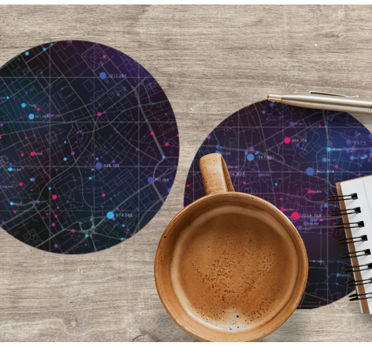 Glasunderlägg med abstrakt kartmönster - Tenstickers