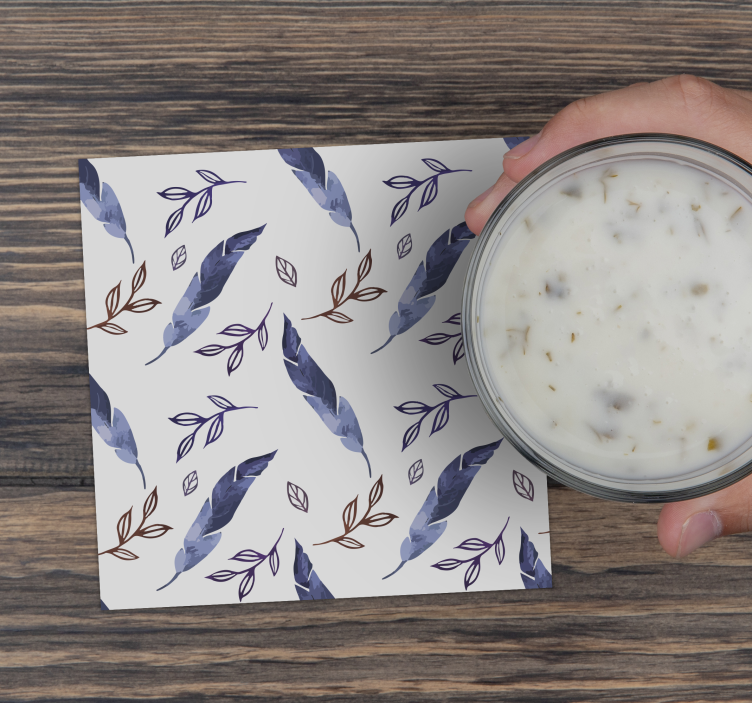 Glasunderlägg med akvarellmönster av växtlighet - Tenstickers