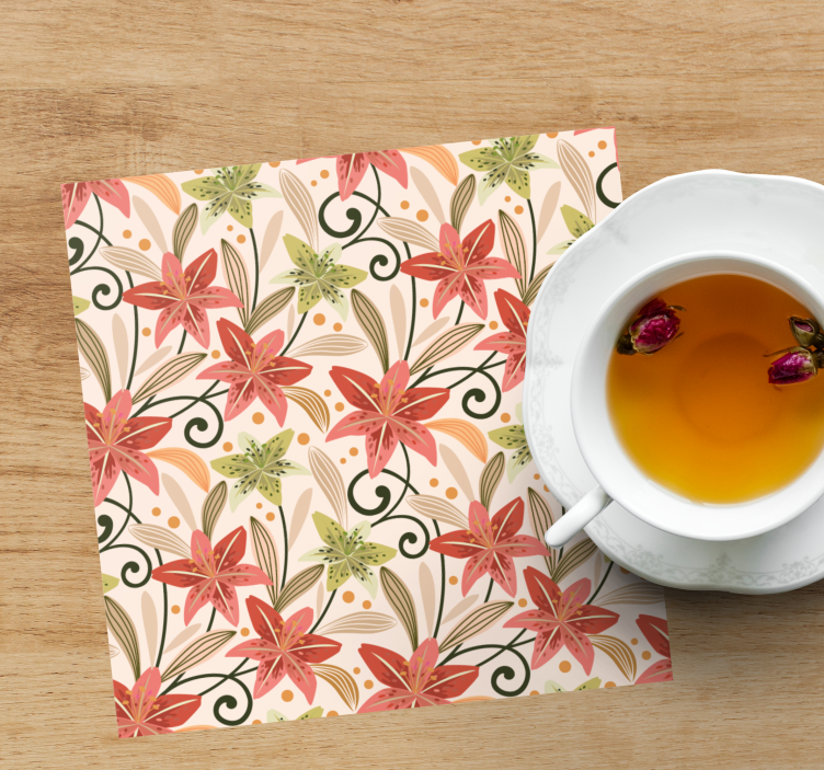 Glasunderlägg med blommönster accenter - Tenstickers