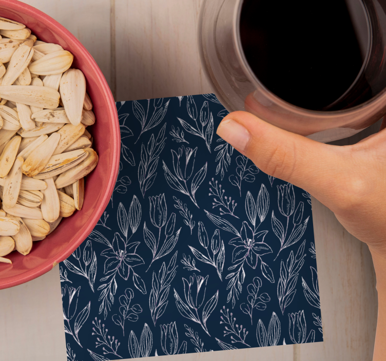 Glasunderlägg med blommönster detaljer - Tenstickers