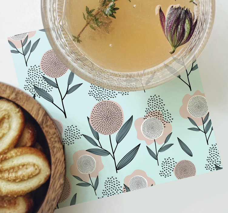 Glasunderlägg med blommönster konstverk - Tenstickers