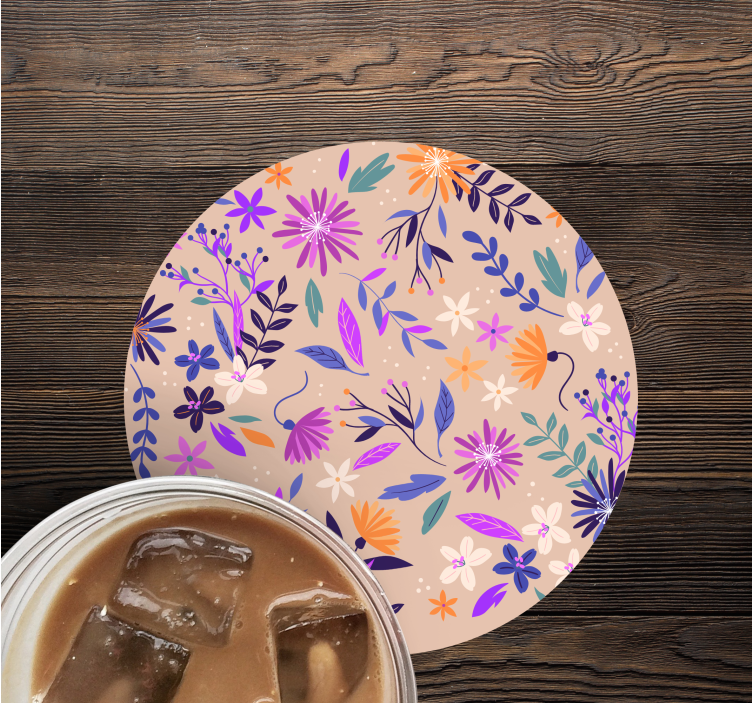 Glasunderlägg med botaniskt mönster - Tenstickers