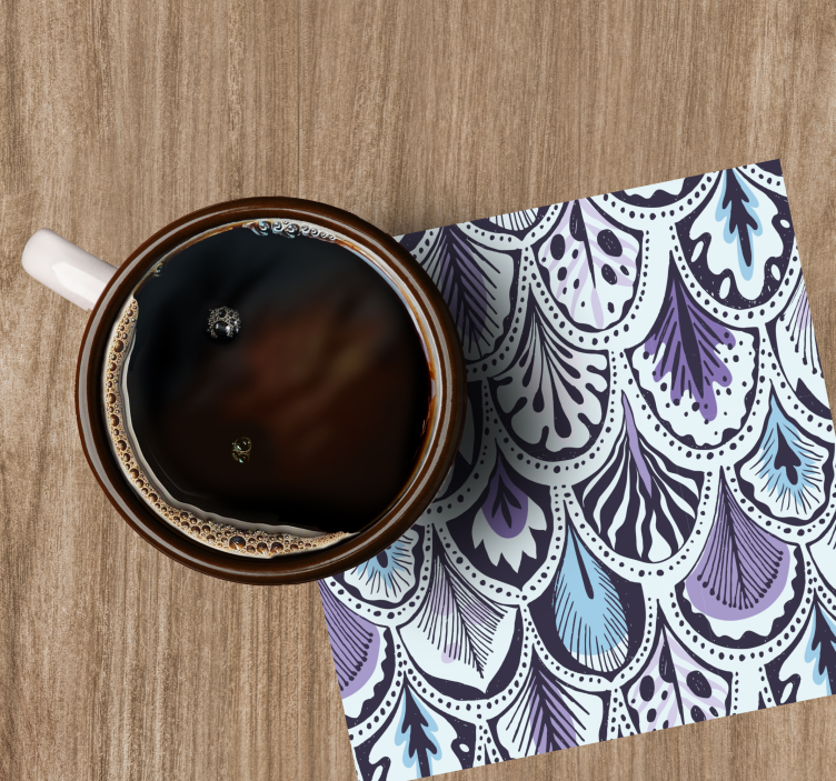 Glasunderlägg med elegant bladmotiv - Tenstickers