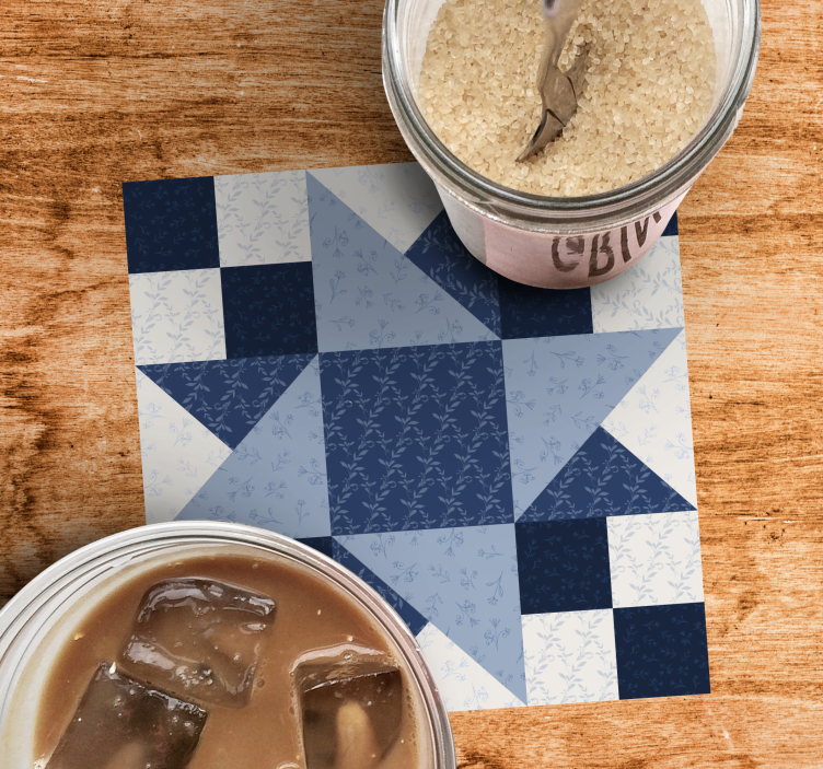 Glasunderlägg med elegant blommigt stjärnmönster - Tenstickers