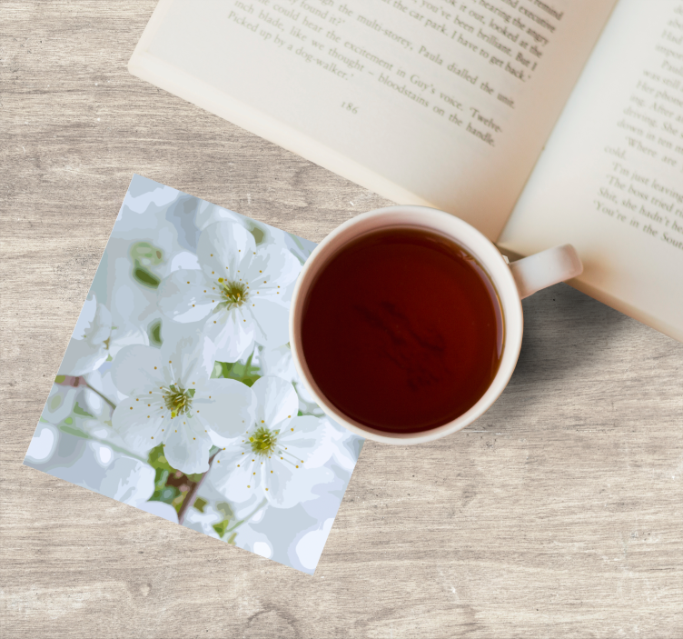 Glasunderlägg med fina körsbärsblommor - Tenstickers