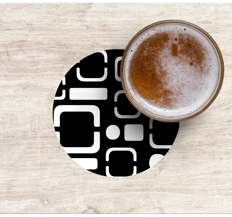 Glasunderlägg med geometriska svarta motiv - Tenstickers