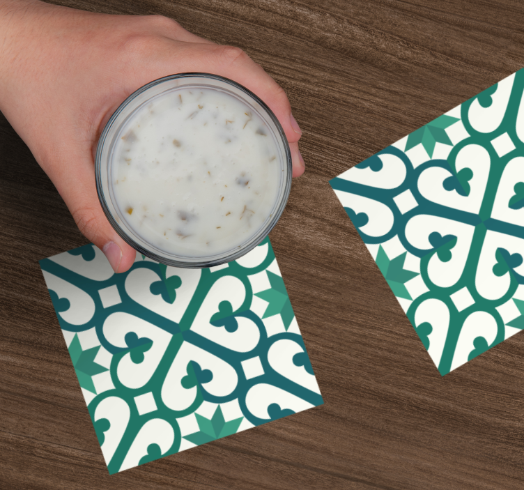 Glasunderlägg med intrikat geometriskt mönster - Tenstickers