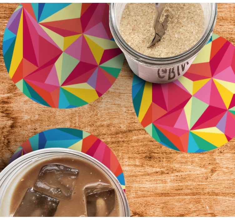 Glasunderlägg med livliga geometriska mönster - Tenstickers