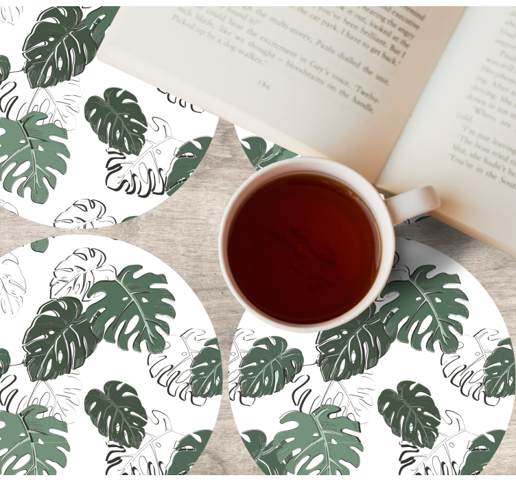 Glasunderlägg med lövtrycksmotiv - Tenstickers