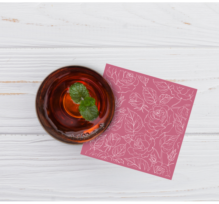 Glasunderlägg med stiliserade blommönster - Tenstickers