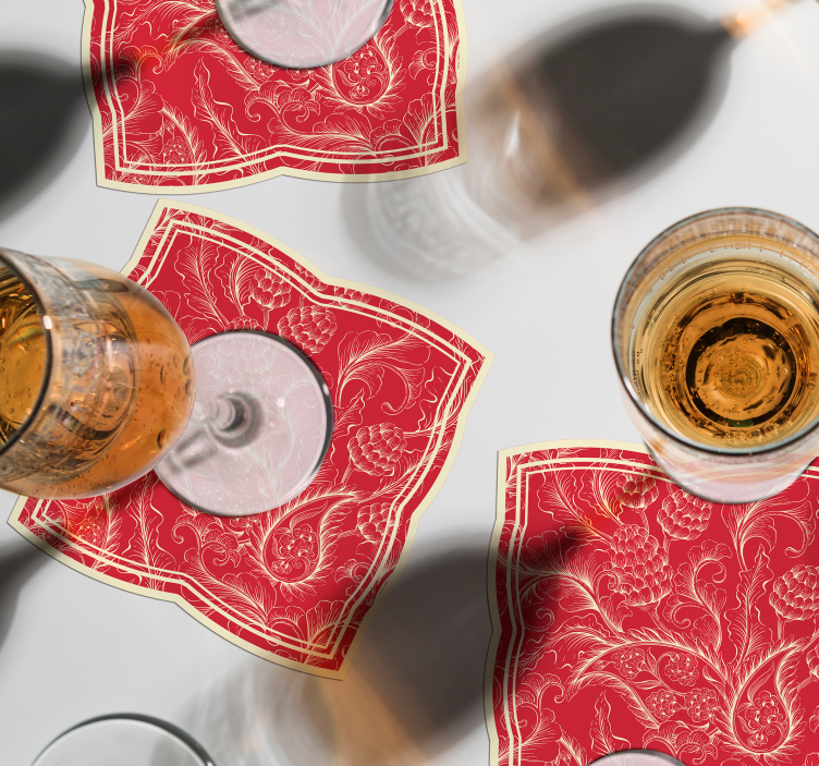 Glasunderlägg med utsmyckat blommönster - Tenstickers