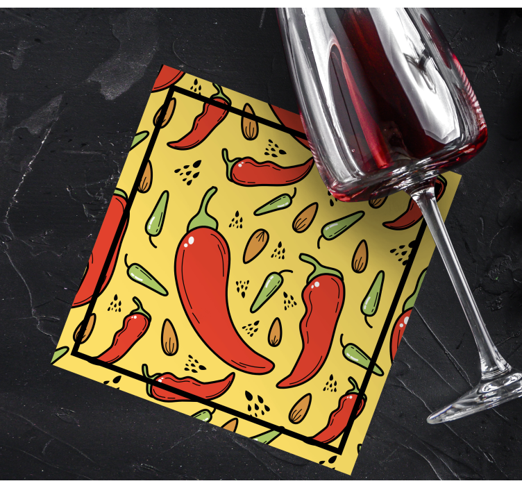 Glasunderlägg modernt chili peppar mönster - Tenstickers