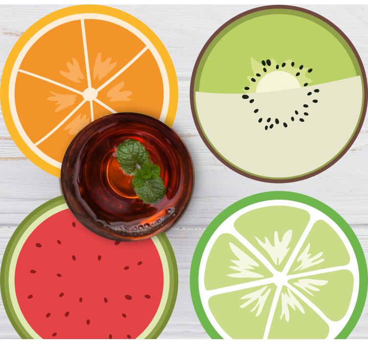 Glasunderlägg modernt citrusfruktskivor - Tenstickers
