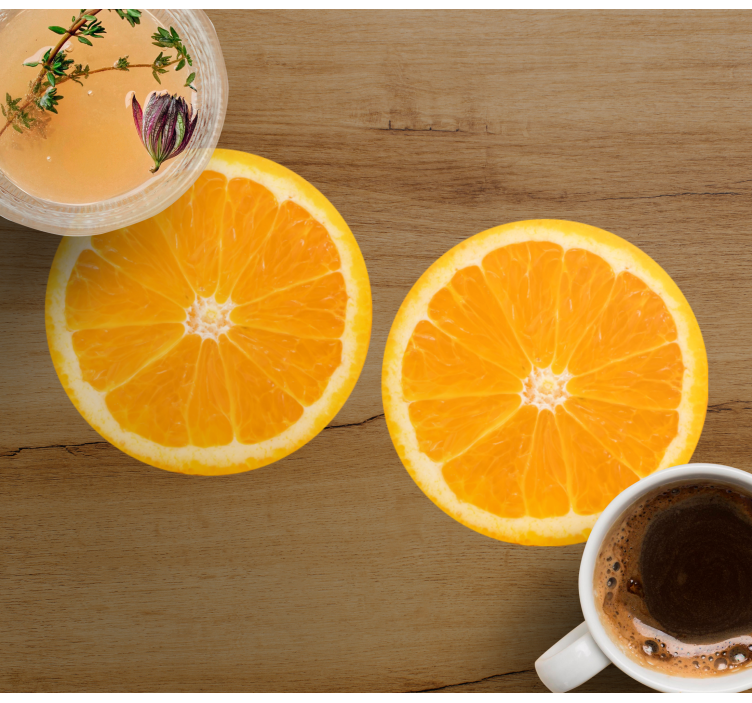 Glasunderlägg modernt citrusfruktskivor arrangement - Tenstickers