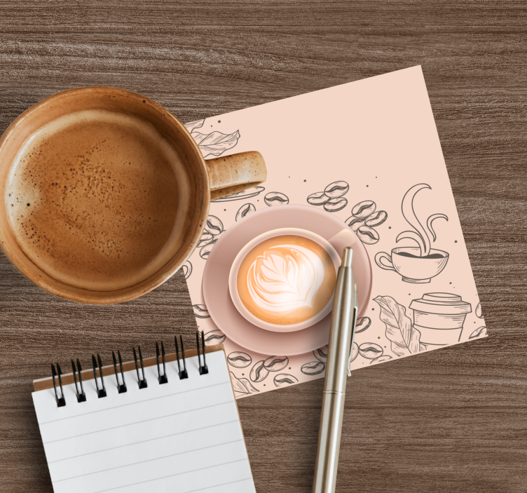 Glasunderlägg modernt elegant kaffekoppskonst - Tenstickers