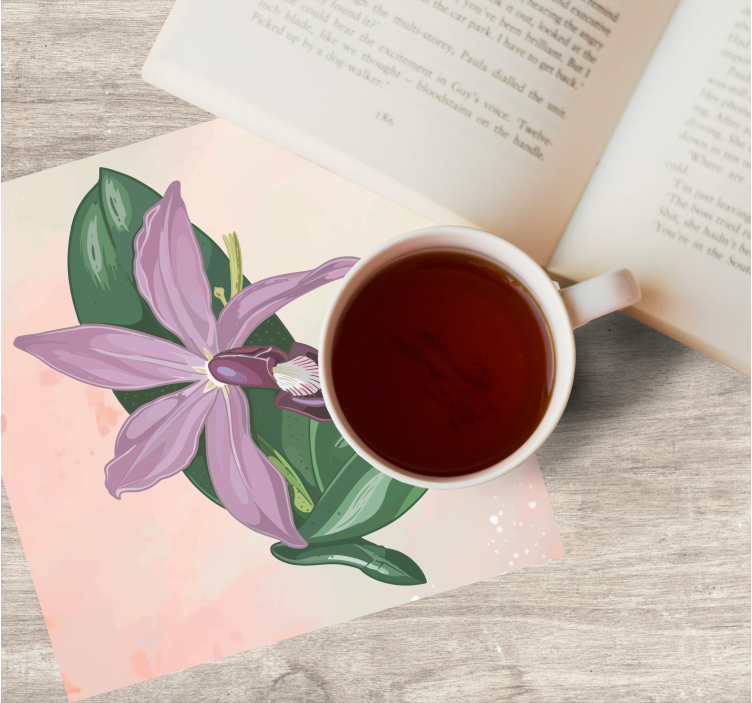 Glasunderlägg modernt elegant orkidéblomma - Tenstickers