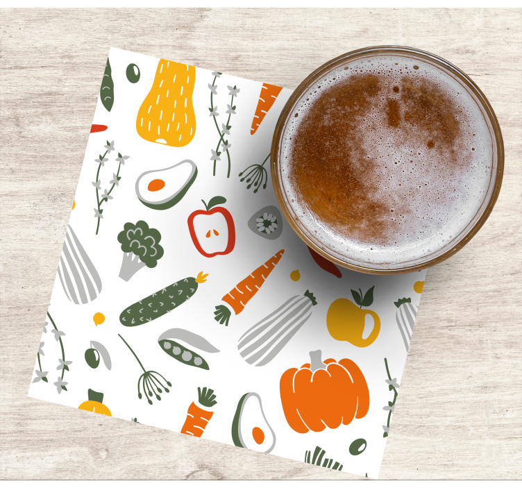 Glasunderlägg modernt färgglad grönsaksdesign - Tenstickers