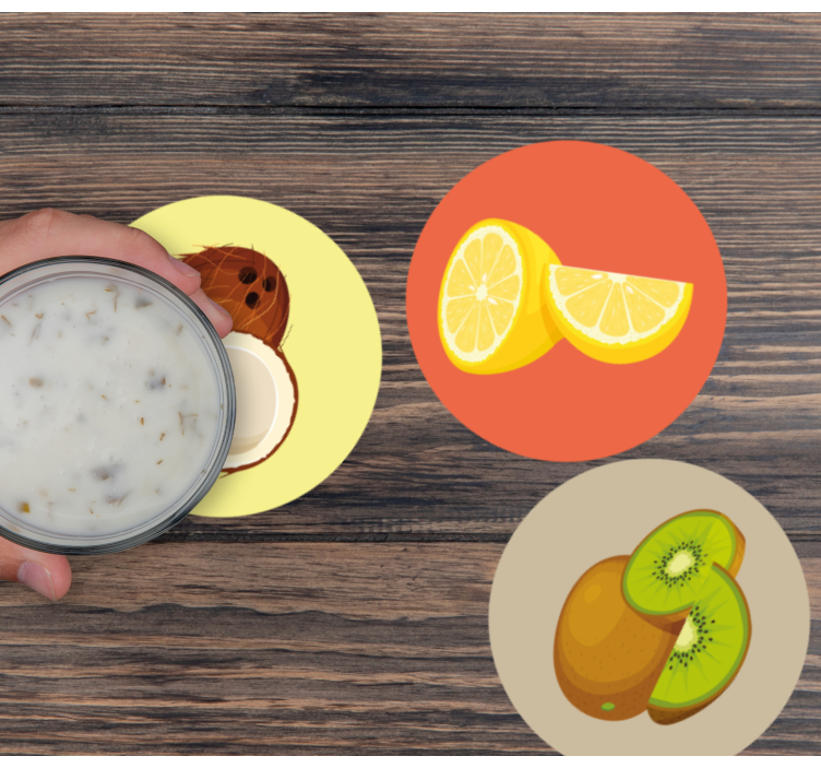 Glasunderlägg modernt fruktillustrationer kollektion - Tenstickers