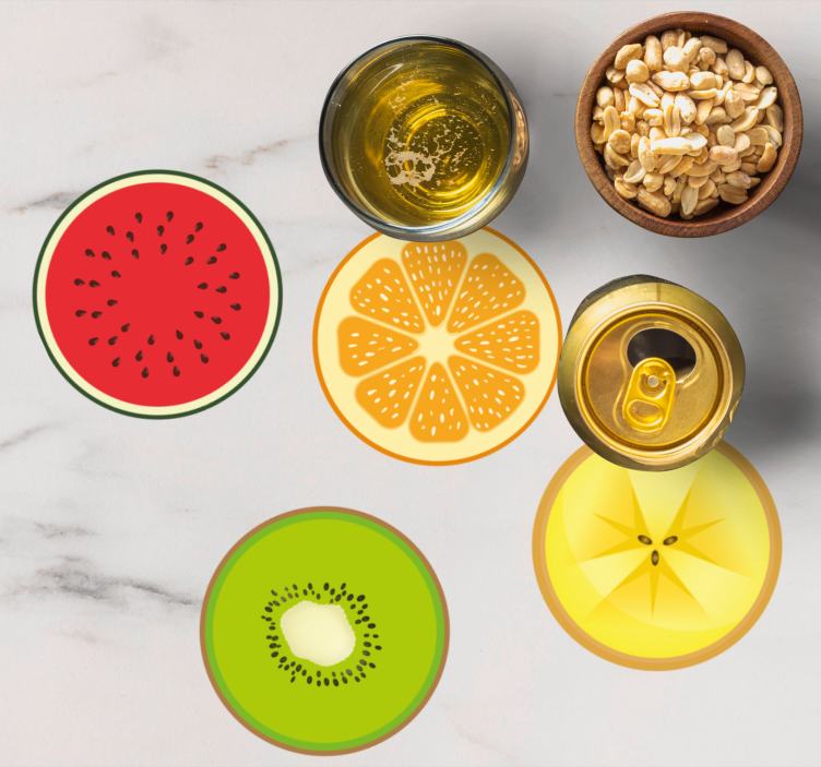 Glasunderlägg modernt fruktskivor set - Tenstickers