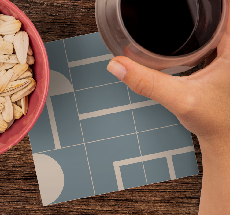 Glasunderlägg modernt geometriskt mönster med kurvor - Tenstickers