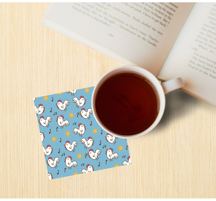 Glasunderlägg modernt glada hönor och sol - Tenstickers