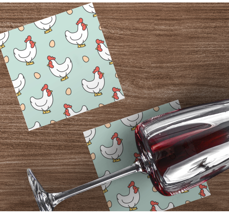 Glasunderlägg modernt höns och Ägg motiv - Tenstickers