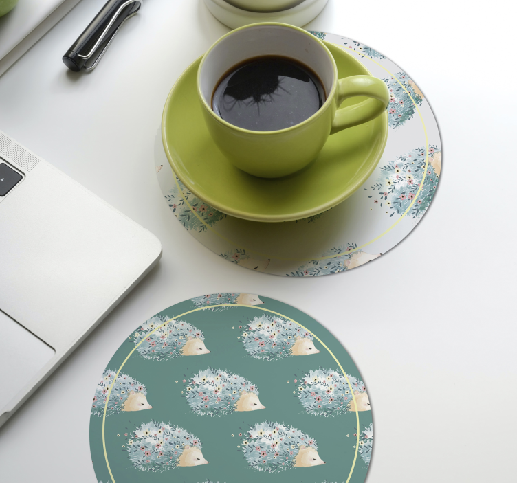 Glasunderlägg modernt igelkottar i blommor - Tenstickers