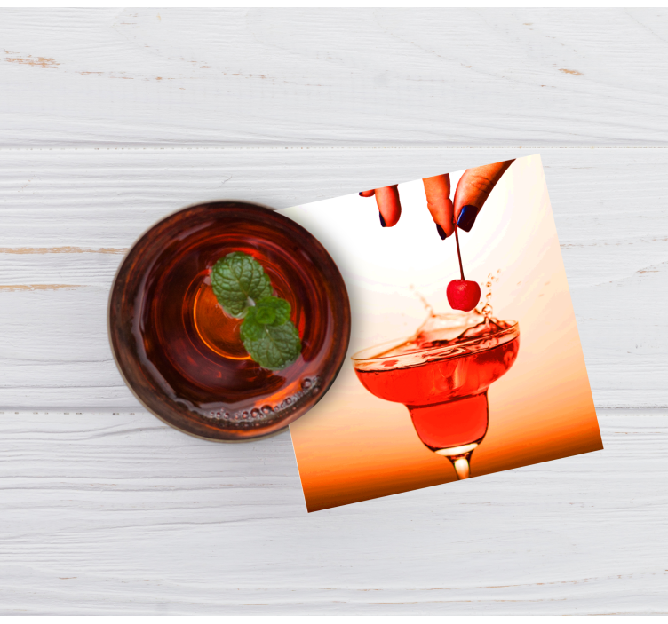 Glasunderlägg modernt körsbärssplash cocktaildelight - Tenstickers