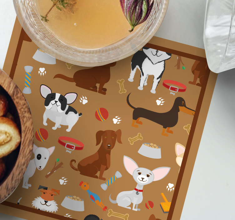 Glasunderlägg modernt lekfulla hundillustrationer - Tenstickers