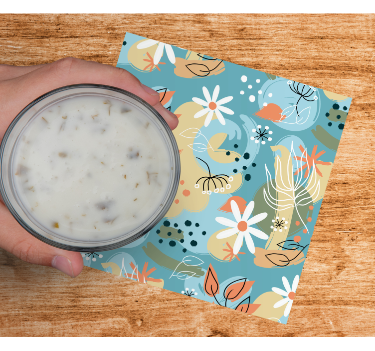 Glasunderlägg modernt med blommönster bakgrund - Tenstickers