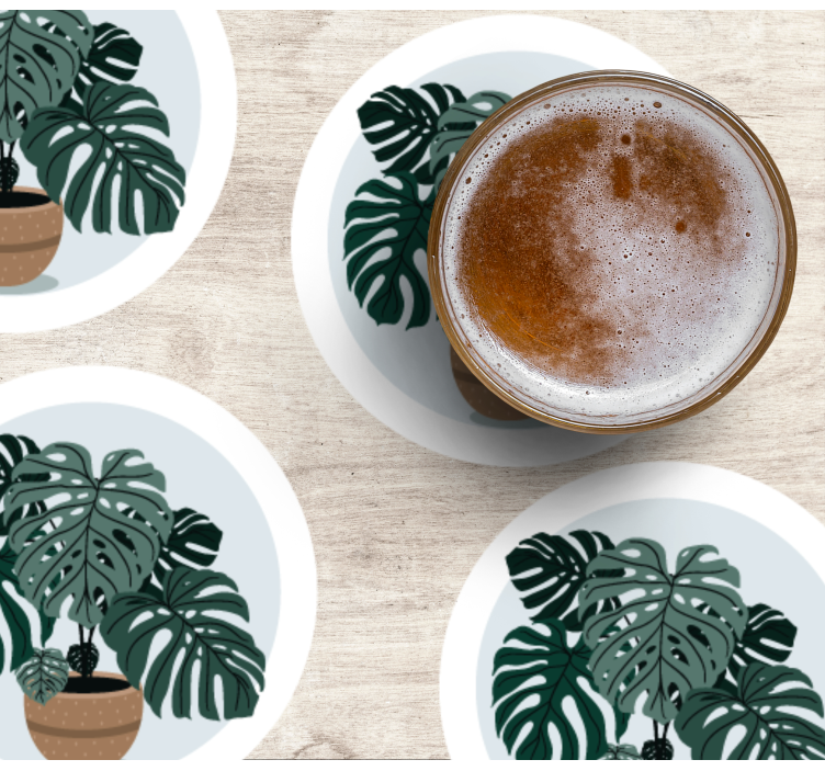 Glasunderlägg modernt monstera växtillustration - Tenstickers