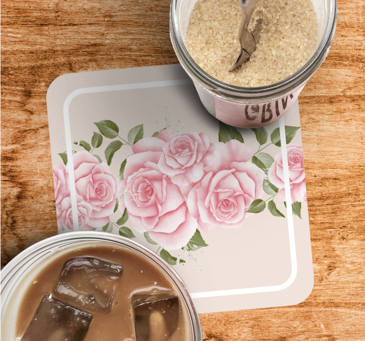 Glasunderlägg modernt rosa blomsterarrangemang - Tenstickers