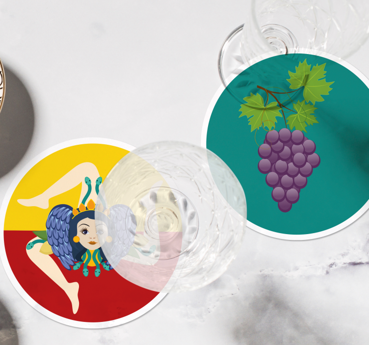 Glasunderlägg modernt siciliansk mytologi druvor - Tenstickers