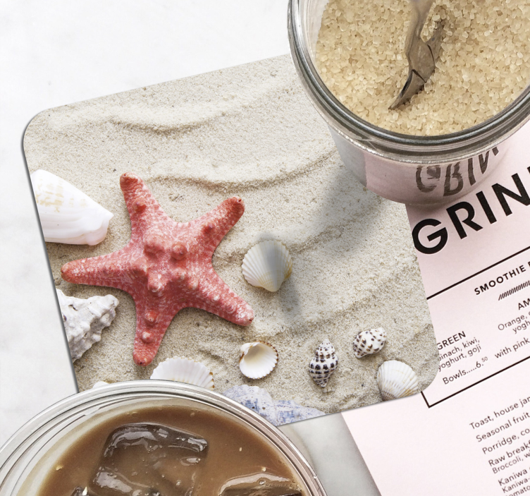 Glasunderlägg modernt sjöstjärna och snäcka accent - Tenstickers